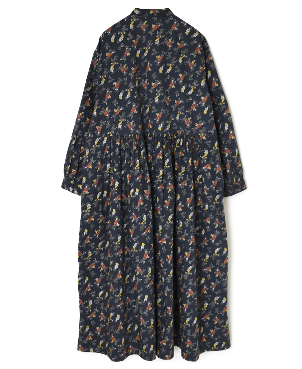 NSL24543(ワンピース) 40s POPLIN FLOWER PRINT BAND COLLAR DRESS