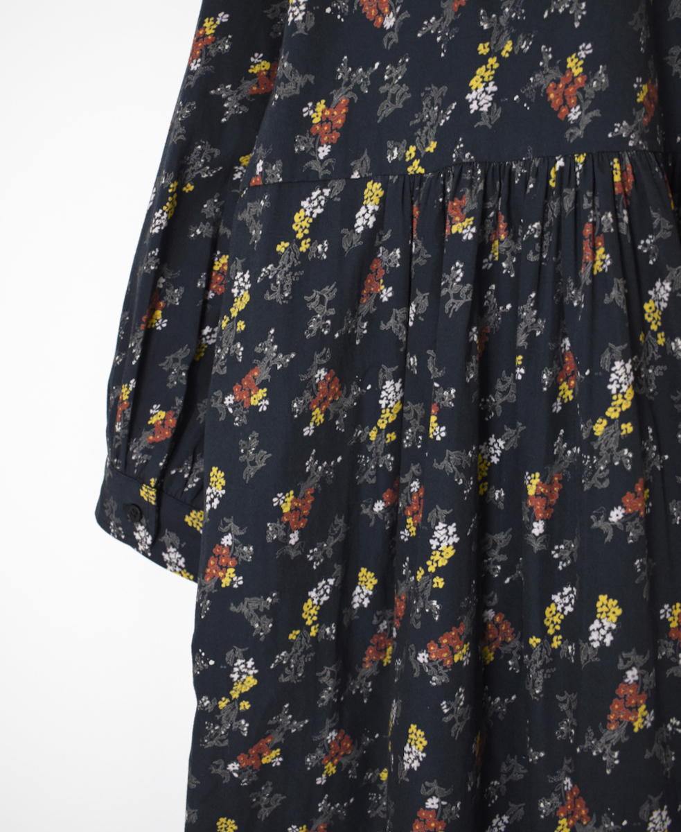 NSL24543(ワンピース) 40s POPLIN FLOWER PRINT BAND COLLAR DRESS