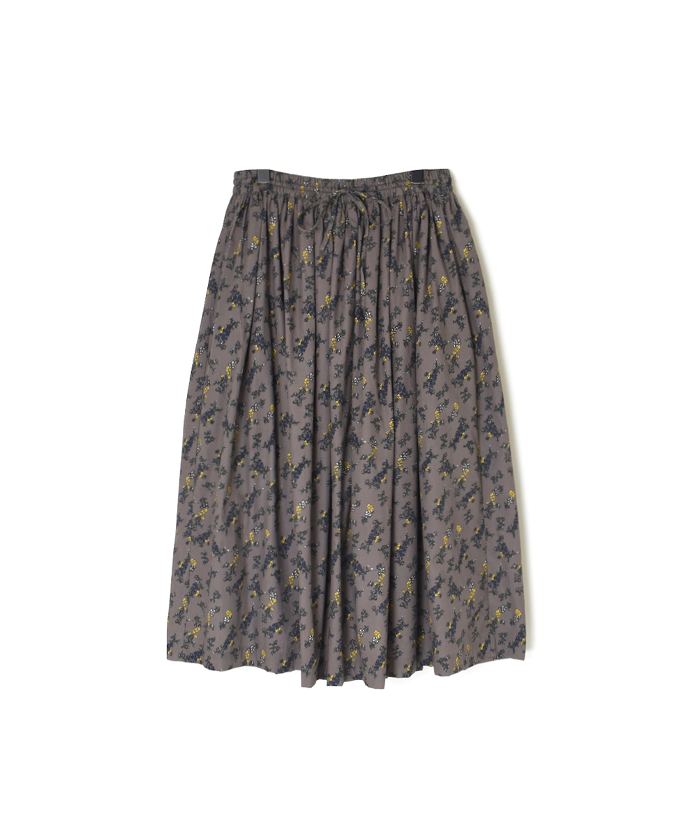 NSL24544(スカート) 40s POPLIN FLOWER PRINT GATHERED SKIRT