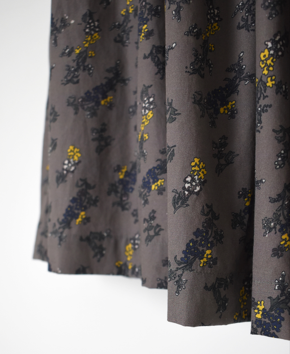 NSL24544(スカート) 40s POPLIN FLOWER PRINT GATHERED SKIRT