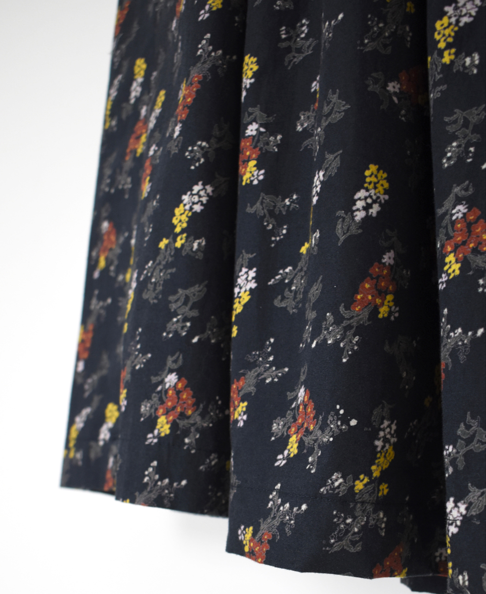 NSL24544(スカート) 40s POPLIN FLOWER PRINT GATHERED SKIRT