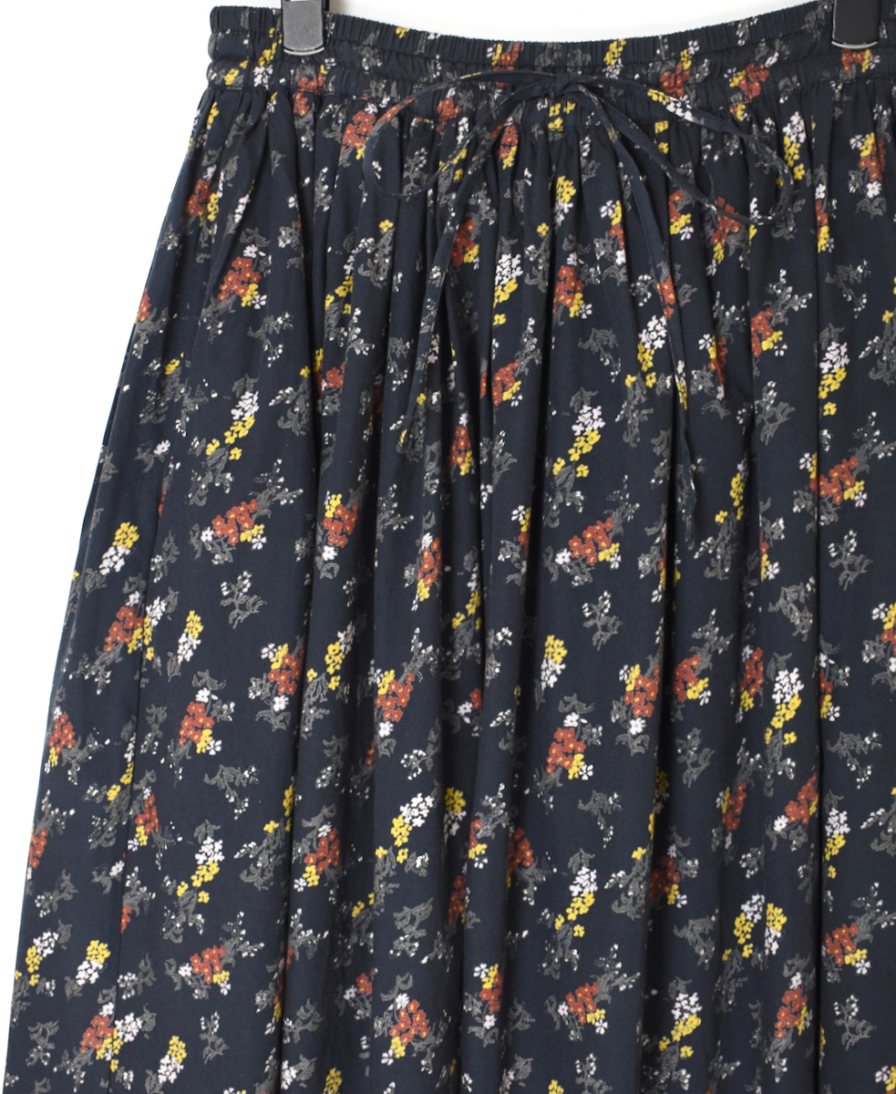 NSL24544(スカート) 40s POPLIN FLOWER PRINT GATHERED SKIRT