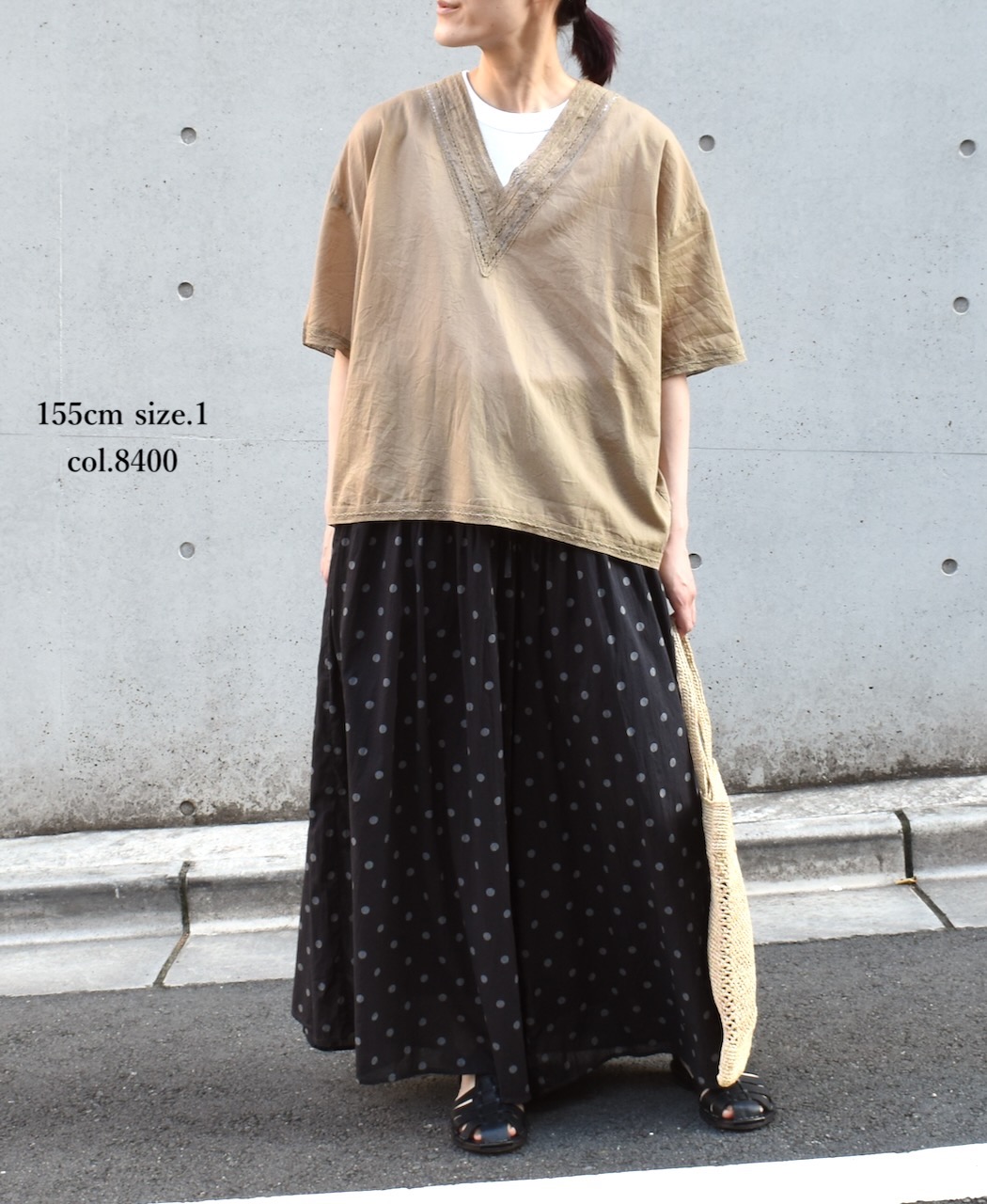 NSL24032 (ブラウス) COTTON VOILE LACE & PINTUCK V-NECK LACE SHORT/SL PULLOVER