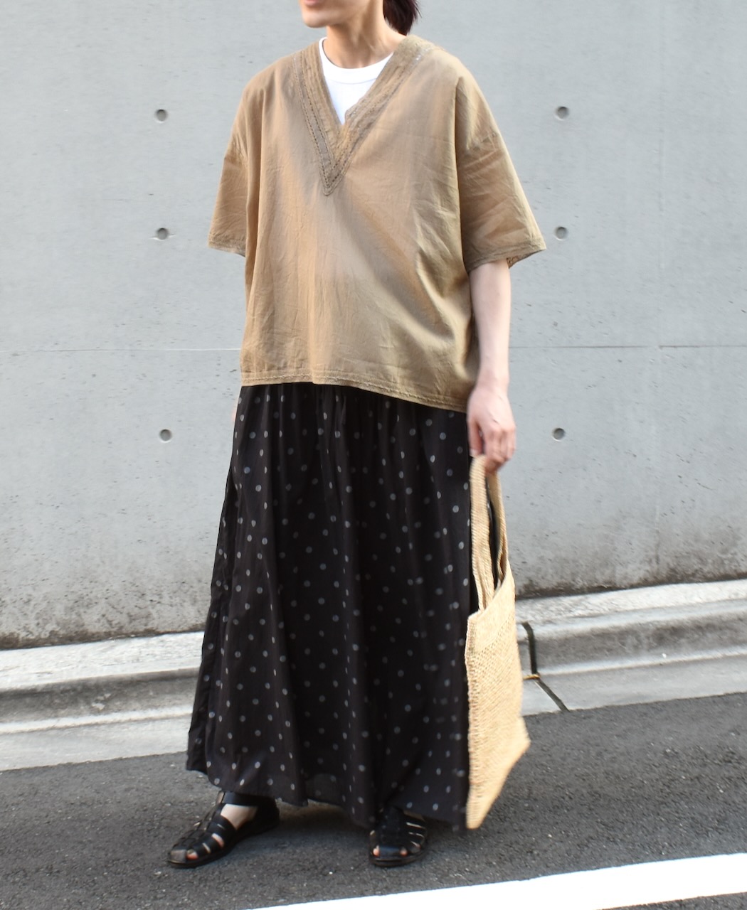 NSL24032 (ブラウス) COTTON VOILE LACE & PINTUCK V-NECK LACE SHORT/SL PULLOVER