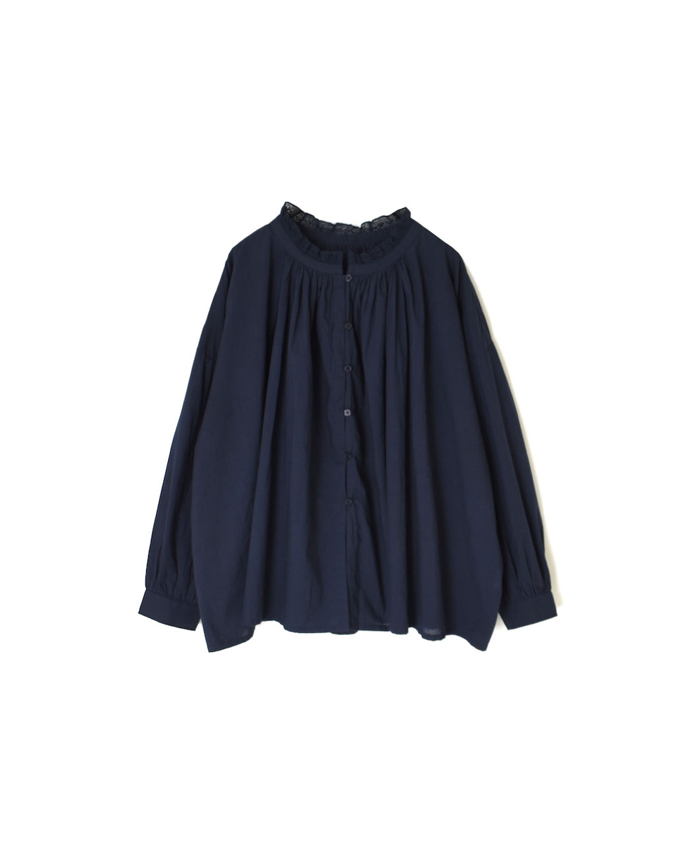 NSL24561(スモック) 60s CAMBRIC PLAIN WITH LACE NECK LACE GATHERED SMOCK