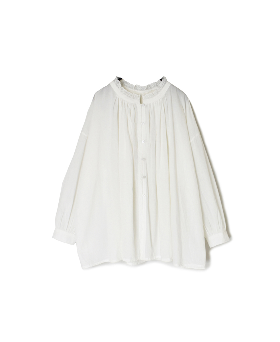 NSL24561(スモック) 60s CAMBRIC PLAIN WITH LACE NECK LACE GATHERED SMOCK