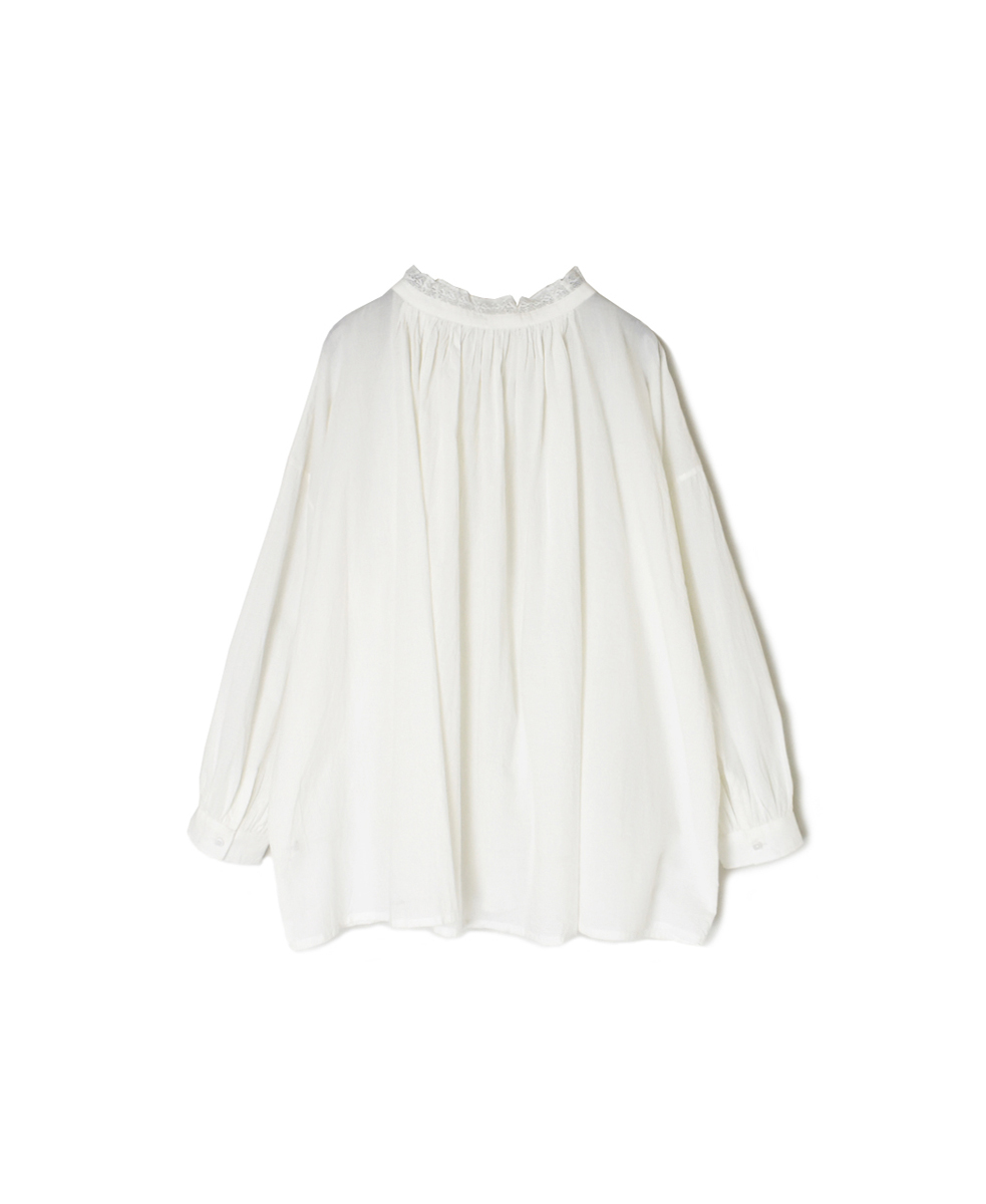 NSL24561(スモック) 60s CAMBRIC PLAIN WITH LACE NECK LACE GATHERED SMOCK