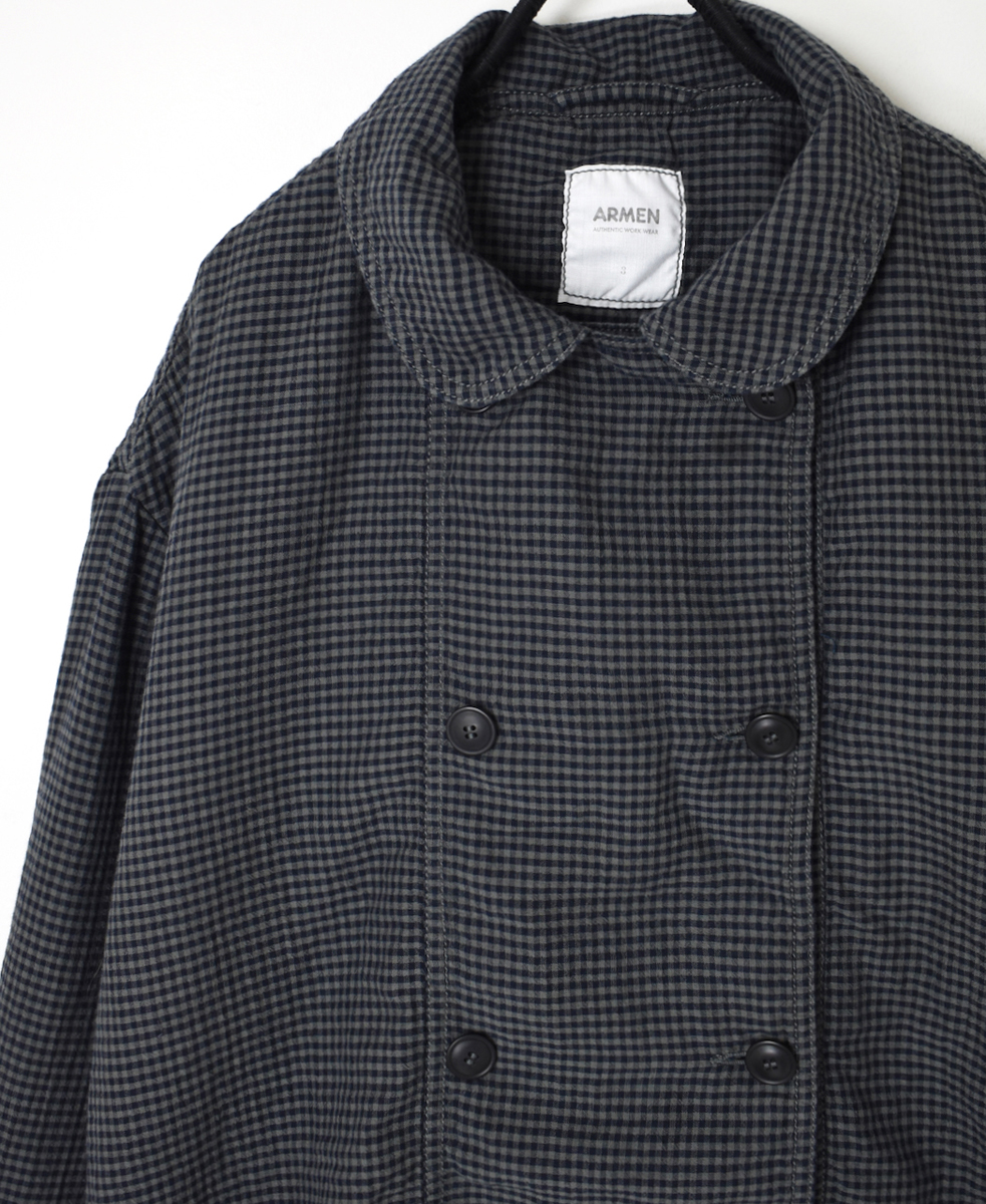 ISNAM2462(ジャケット) 60s COTTON DOUBLE FACE CHECK ROUND COLLER DOUBLE JACKET