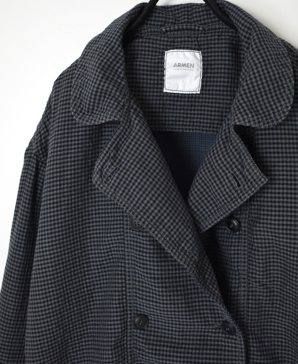 ISNAM2462(ジャケット) 60s COTTON DOUBLE FACE CHECK ROUND COLLER DOUBLE JACKET