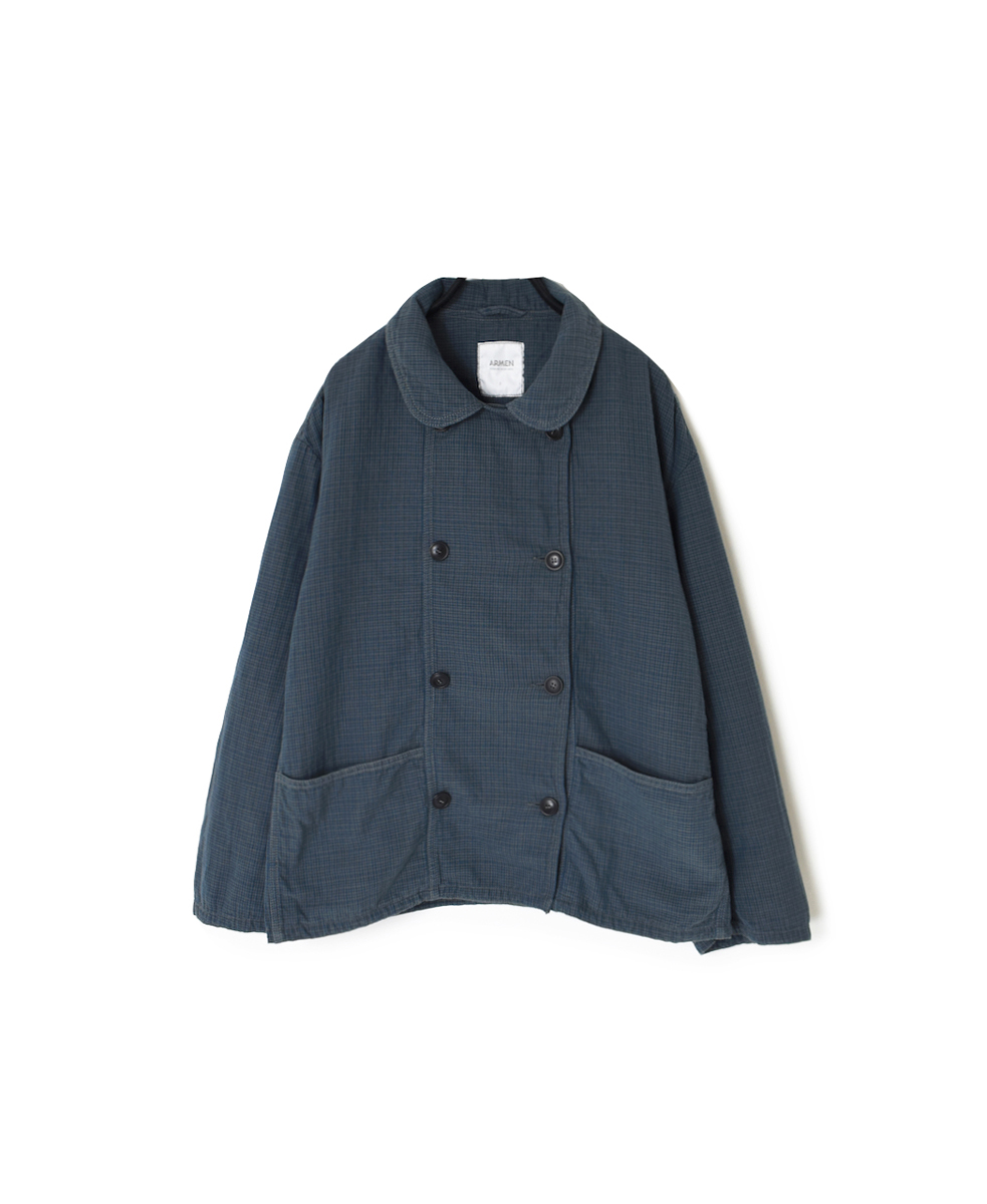 ISNAM2462(ジャケット) 60s COTTON DOUBLE FACE CHECK ROUND COLLER DOUBLE JACKET