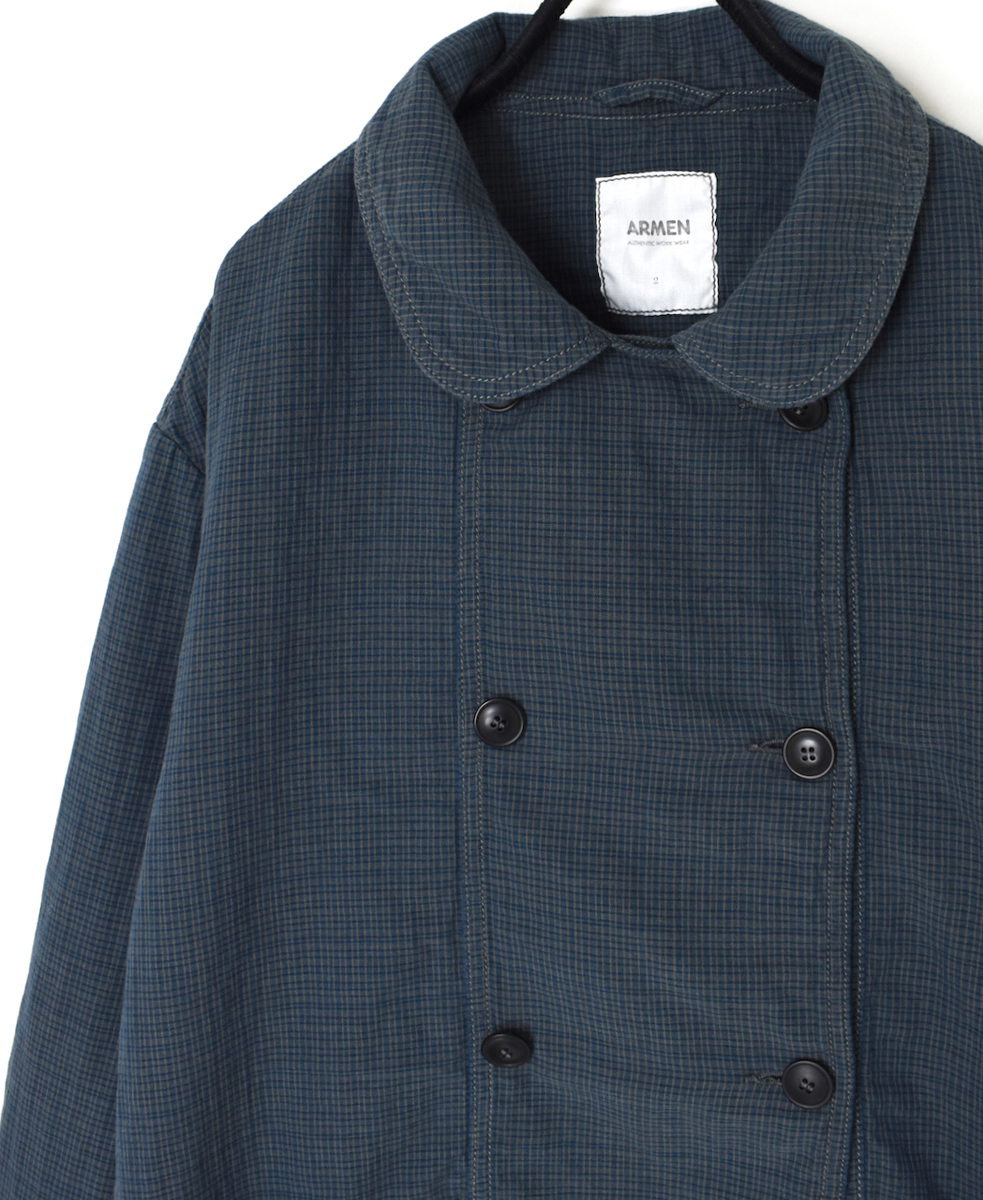 ISNAM2462(ジャケット) 60s COTTON DOUBLE FACE CHECK ROUND COLLER DOUBLE JACKET