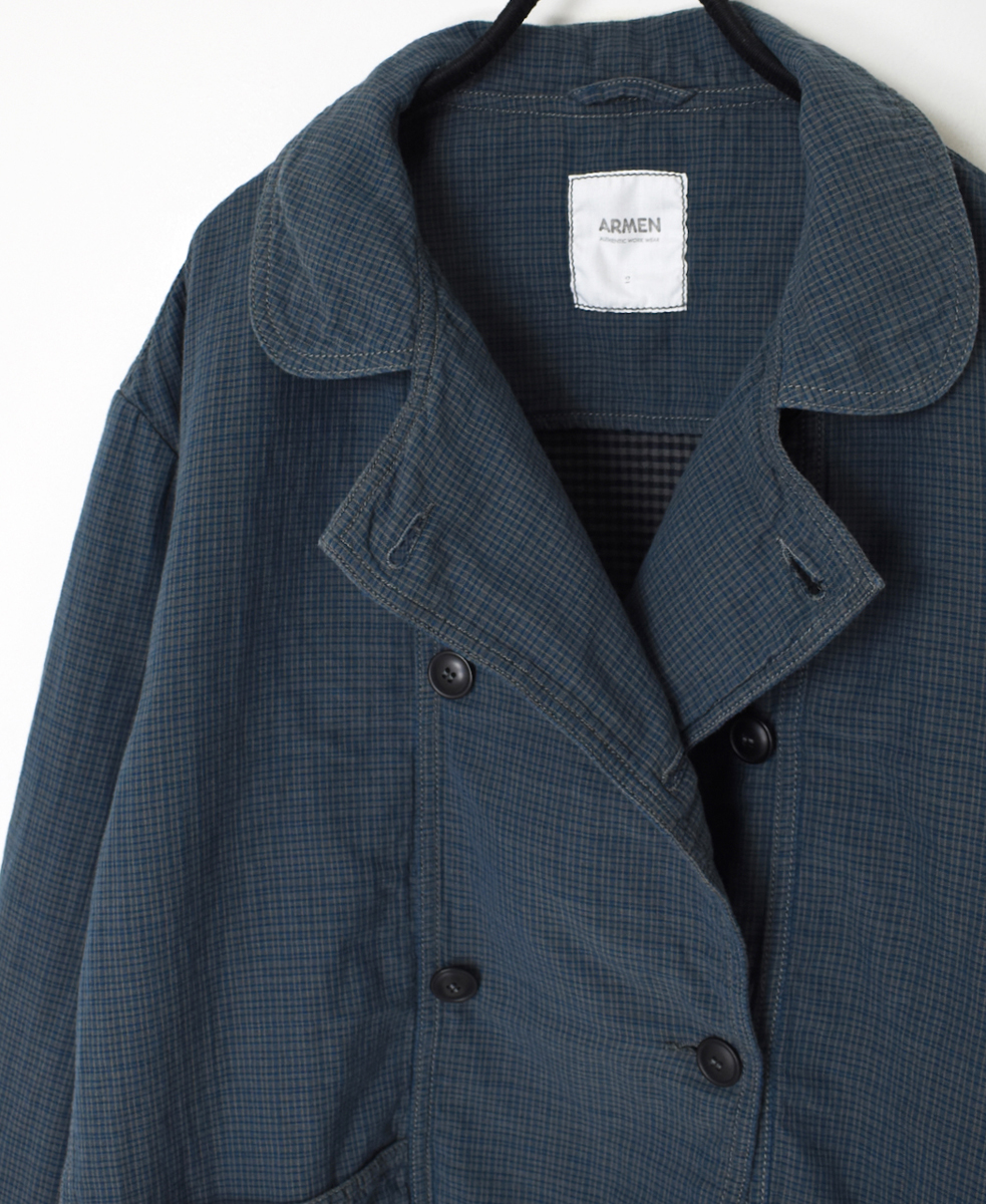 ISNAM2462(ジャケット) 60s COTTON DOUBLE FACE CHECK ROUND COLLER DOUBLE JACKET