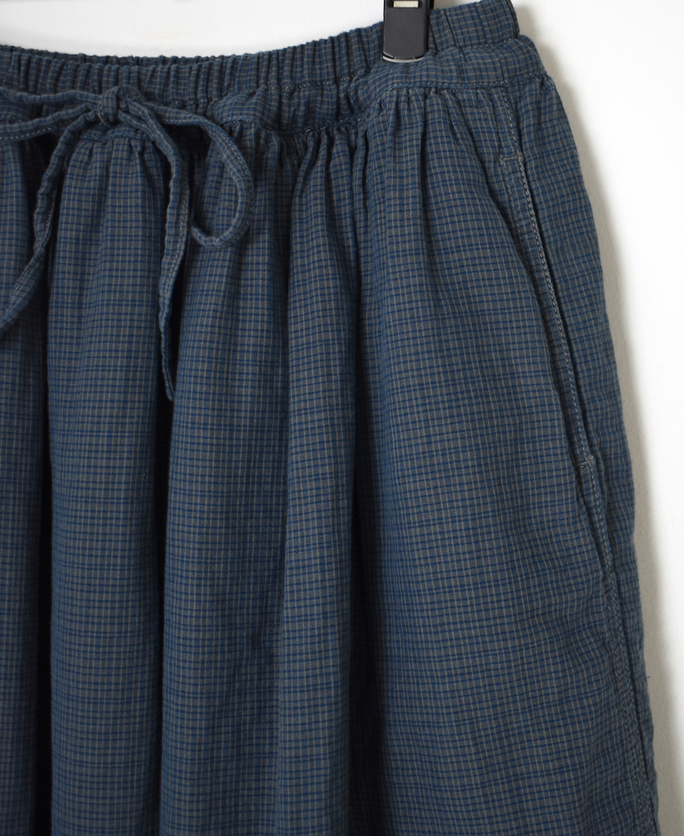 ISNAM2463(スカート) 60s COTTON DOUBLE FACE CHECK EASY GATHERED SKIRT