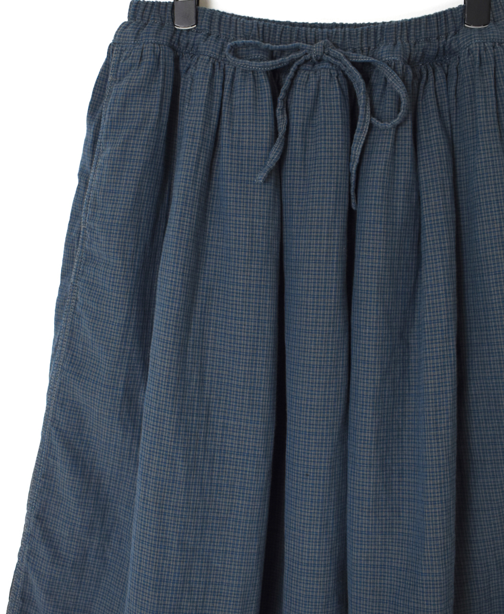 ISNAM2463(スカート) 60s COTTON DOUBLE FACE CHECK EASY GATHERED SKIRT