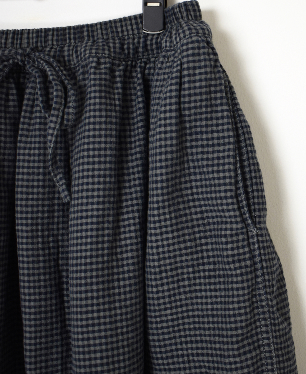 ISNAM2463(スカート) 60s COTTON DOUBLE FACE CHECK EASY GATHERED SKIRT