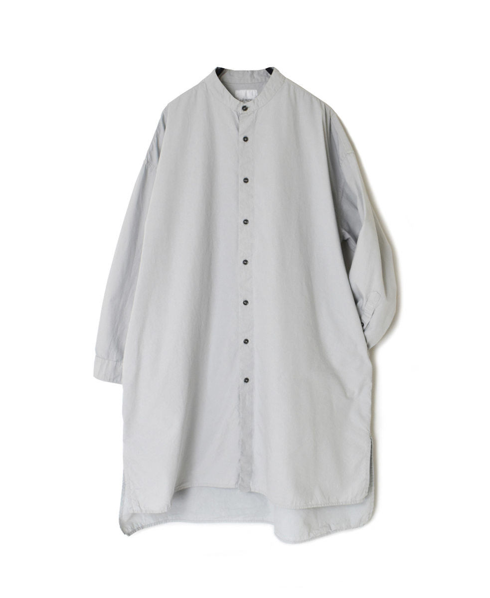 INAM2472PD(シャツ) 40s POPLIN OVER DYED UTILITY BANDED COLLAR LONG SHIRT