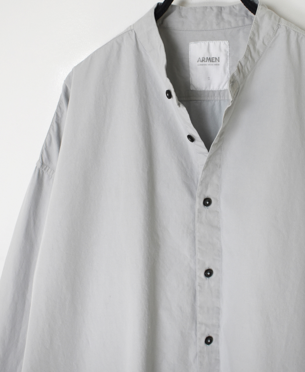 INAM2472PD(シャツ) 40s POPLIN OVER DYED UTILITY BANDED COLLAR LONG SHIRT