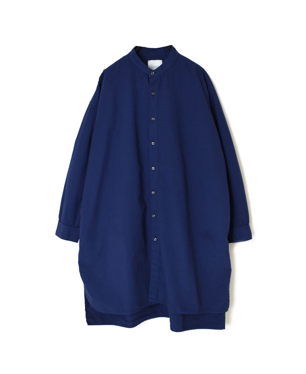 INAM2472PD(シャツ) 40s POPLIN OVER DYED UTILITY BANDED COLLAR LONG SHIRT