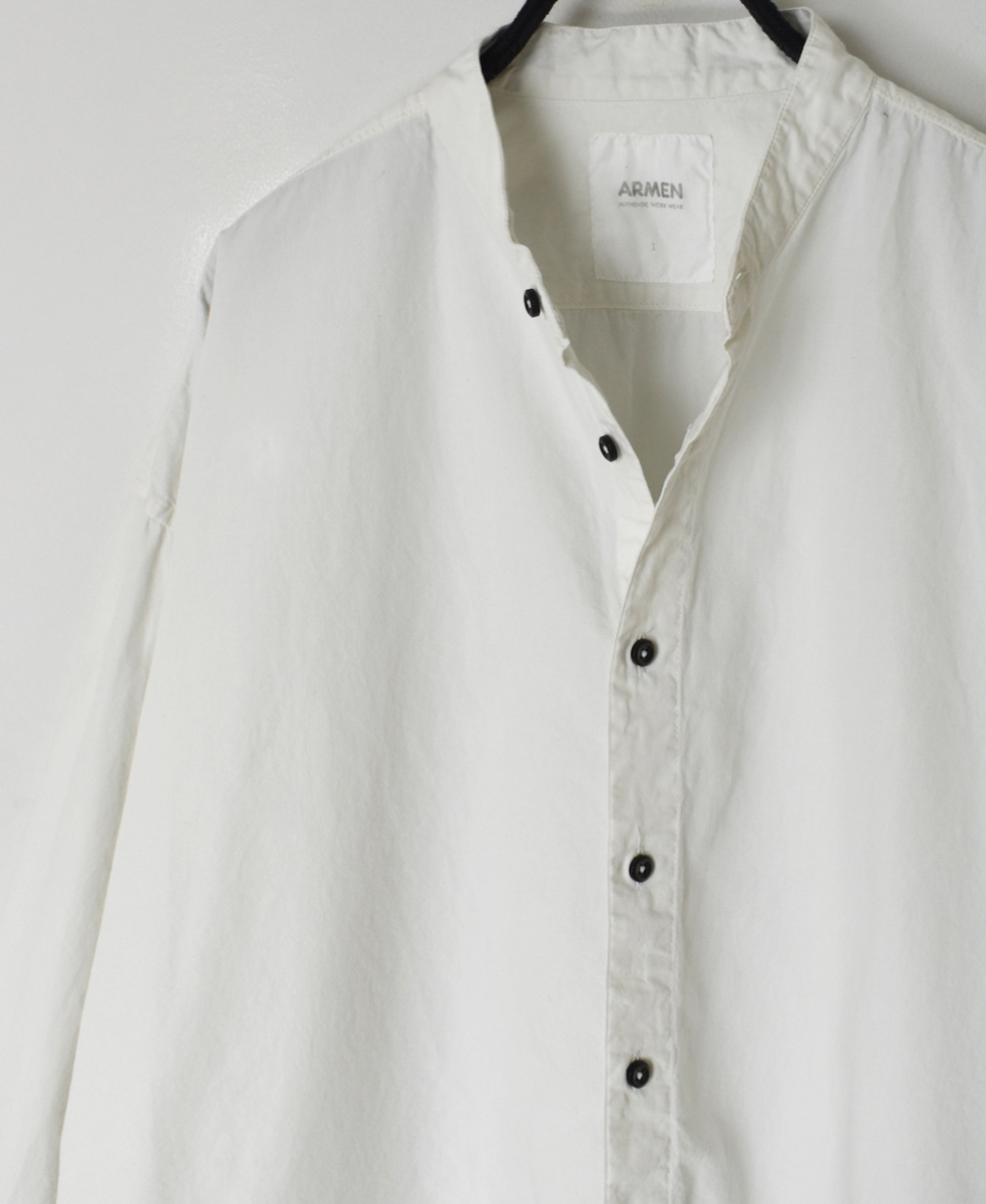 INAM2472PD(シャツ) 40s POPLIN OVER DYED UTILITY BANDED COLLAR LONG SHIRT