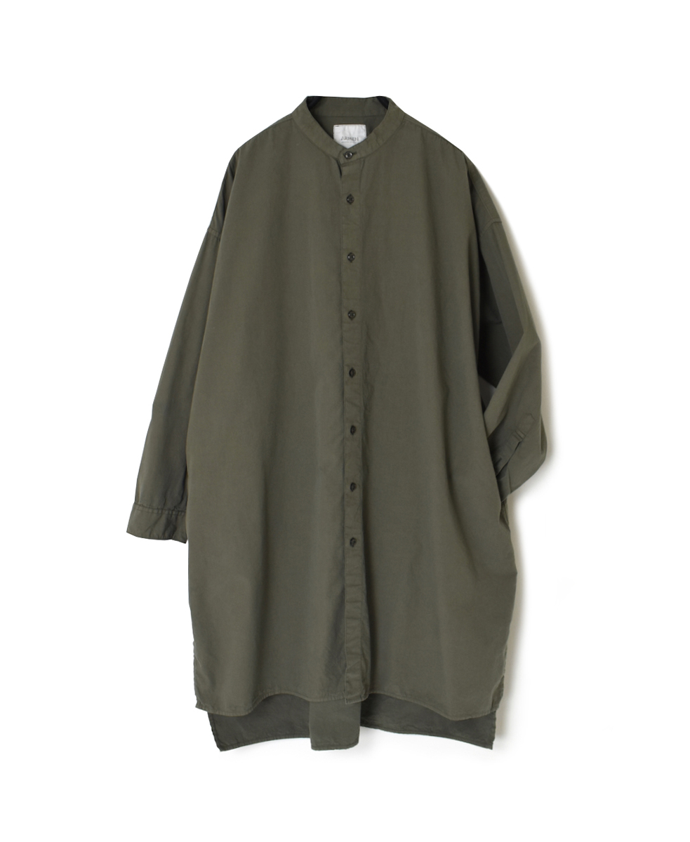 INAM2472PD(シャツ) 40s POPLIN OVER DYED UTILITY BANDED COLLAR LONG SHIRT