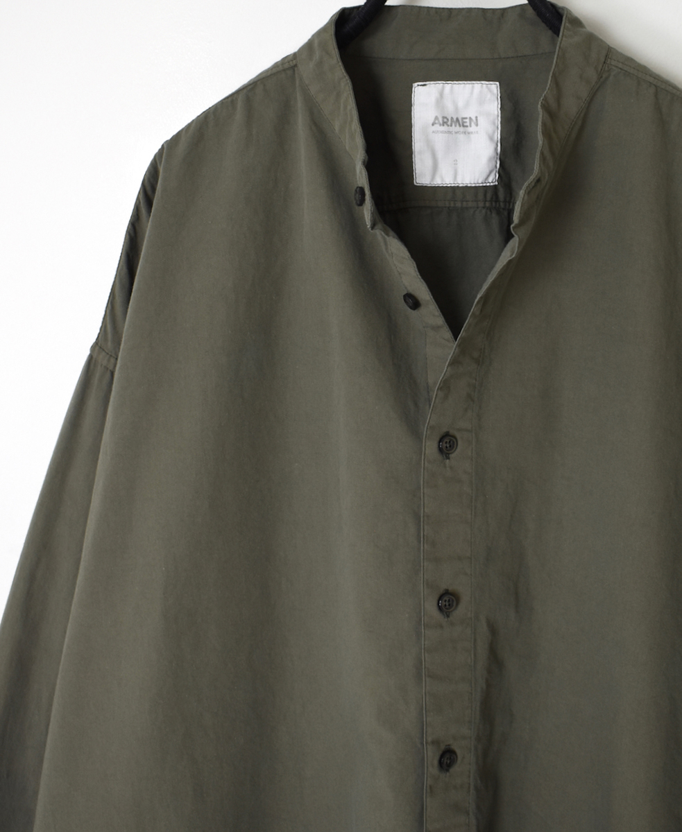 INAM2472PD(シャツ) 40s POPLIN OVER DYED UTILITY BANDED COLLAR LONG SHIRT