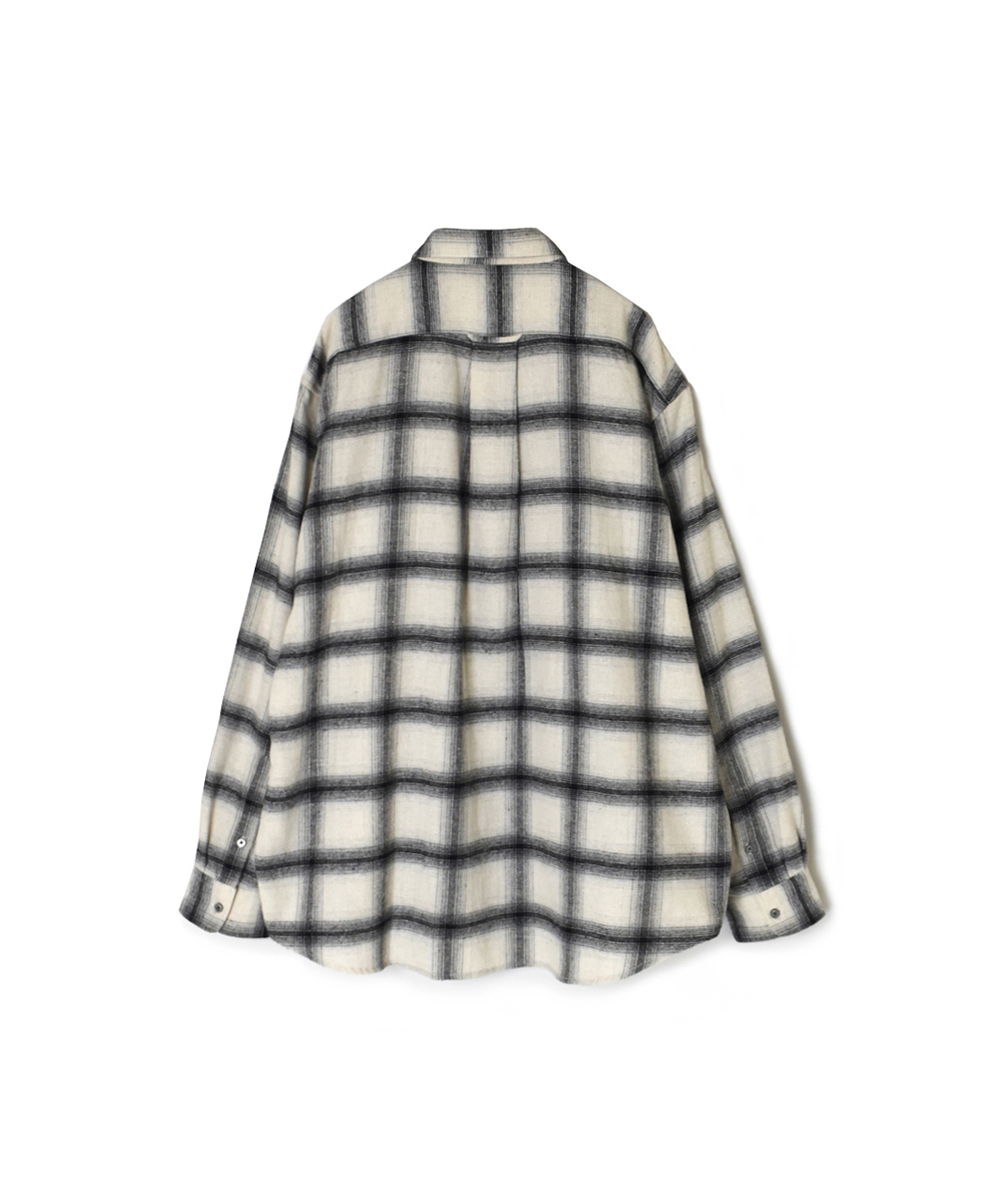 NVL1861OFC(シャツ) OMBRE FLANNEL CHECK REGULAR COLLAR L/SL OVERSIZED SHIRT