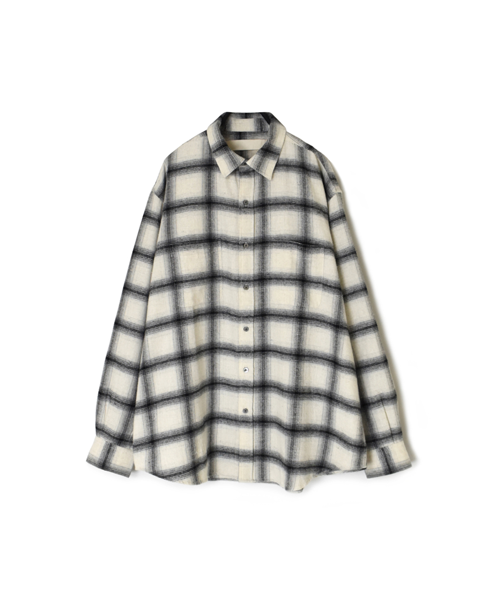 NVL1861OFC(シャツ) OMBRE FLANNEL CHECK REGULAR COLLAR L/SL OVERSIZED SHIRT