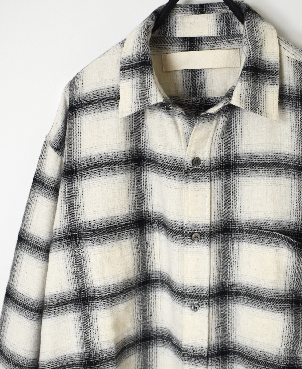 NVL1861OFC(シャツ) OMBRE FLANNEL CHECK REGULAR COLLAR L/SL OVERSIZED SHIRT