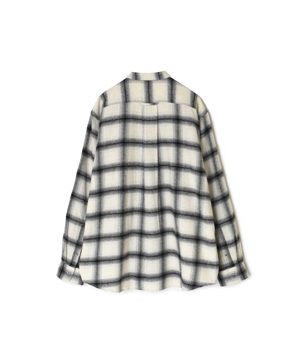 NVL1951OFC(シャツ) OMBRE FLANNEL CHECK BANDED COLLAR L/SL OVERSIZED SHIRT