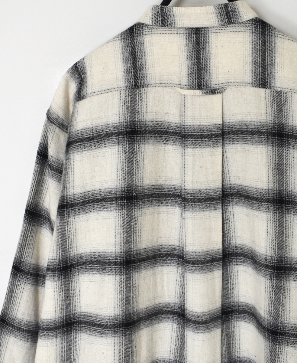 NVL1951OFC(シャツ) OMBRE FLANNEL CHECK BANDED COLLAR L/SL OVERSIZED SHIRT