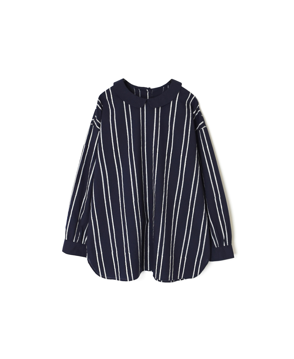 NMDS24621(シャツ) 60s COTTON STRIPE BLOCK PRINT BACK OPENING ROUND COLLAR SHIRT