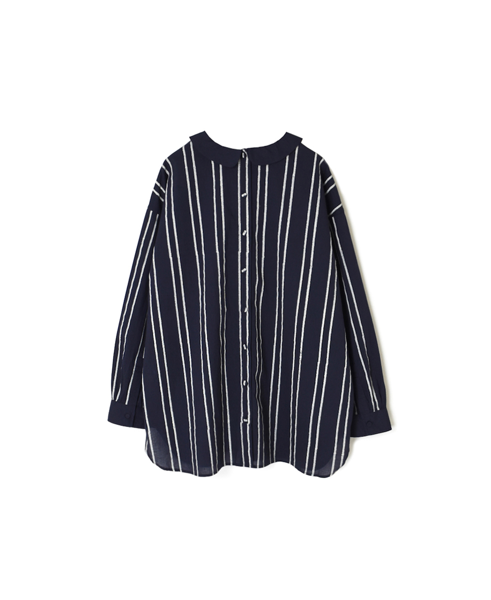 NMDS24621(シャツ) 60s COTTON STRIPE BLOCK PRINT BACK OPENING ROUND COLLAR SHIRT