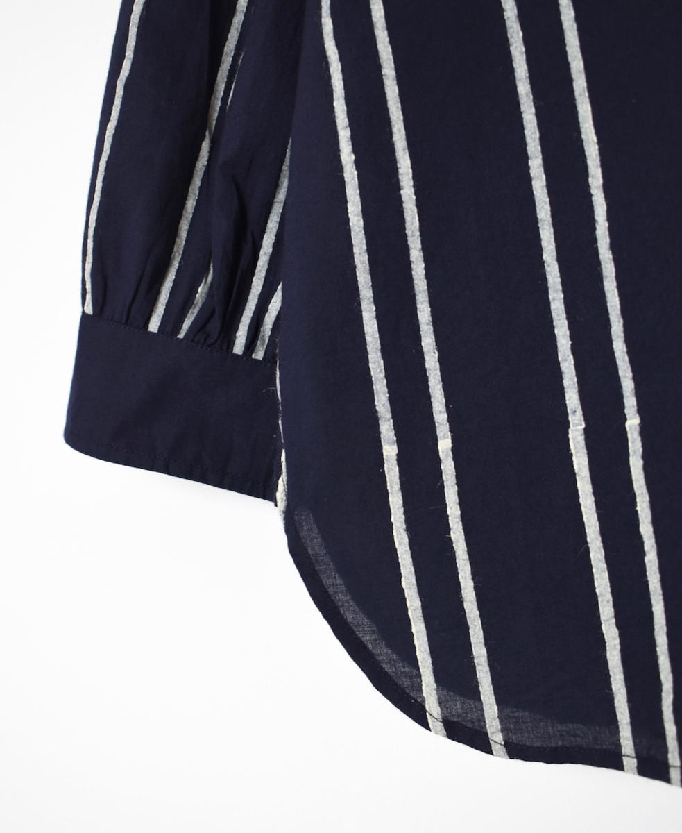 NMDS24621(シャツ) 60s COTTON STRIPE BLOCK PRINT BACK OPENING ROUND COLLAR SHIRT