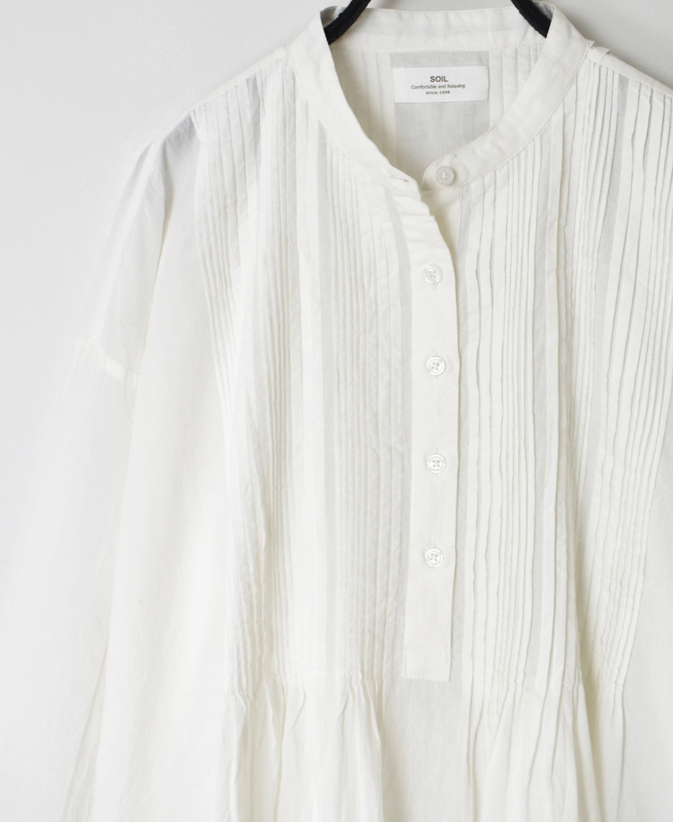 NSL23553 (シャツ) 60s CAMBRIC PLAIN BANDED COLLAR PINTUCK PULLOVER SHIRT