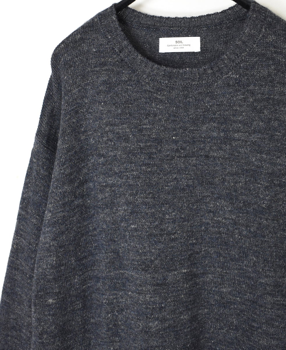 GNSL24521(ニット) 7GG 1PLY SHETLAND WOOL/LINEN CREW-NECK SIDE SLIT PULLOVER