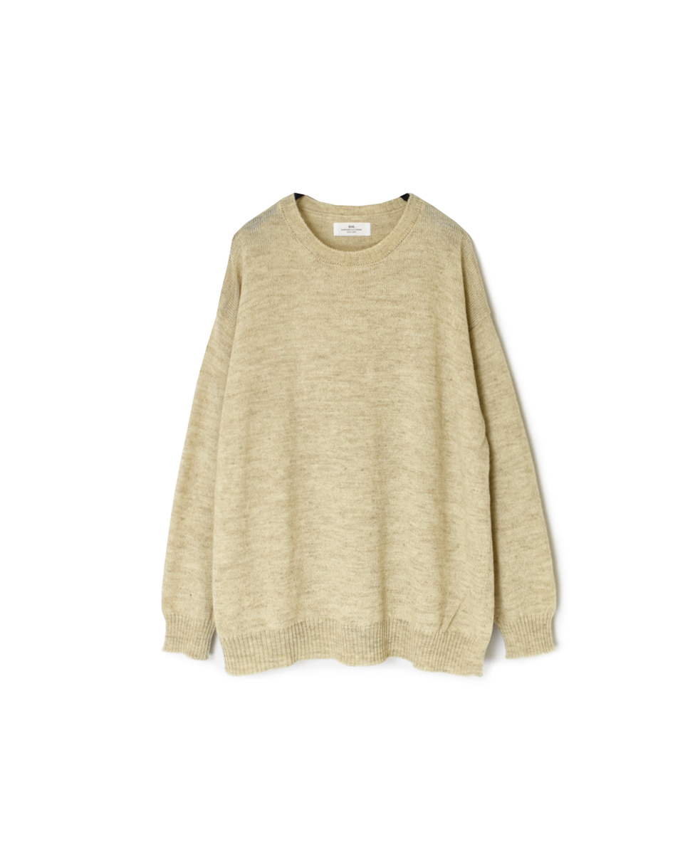 GNSL24521(ニット) 7GG 1PLY SHETLAND WOOL/LINEN CREW-NECK SIDE SLIT PULLOVER