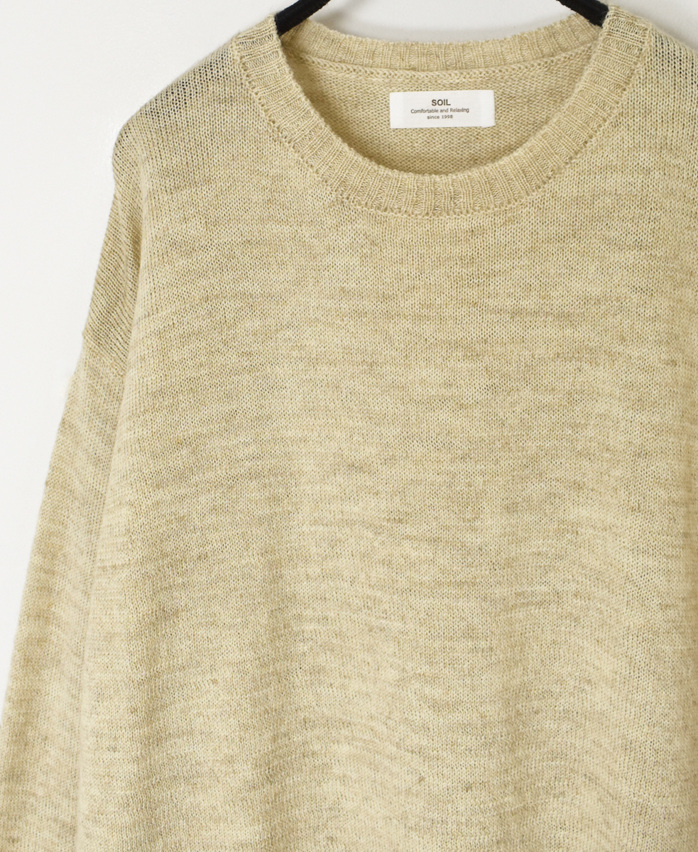 GNSL24521(ニット) 7GG 1PLY SHETLAND WOOL/LINEN CREW-NECK SIDE SLIT PULLOVER