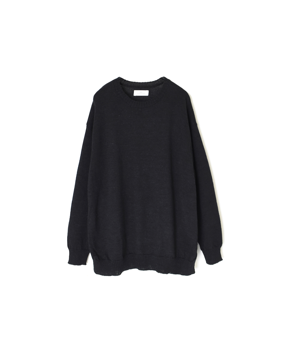 GNSL24521(ニット) 7GG 1PLY SHETLAND WOOL/LINEN CREW-NECK SIDE SLIT PULLOVER