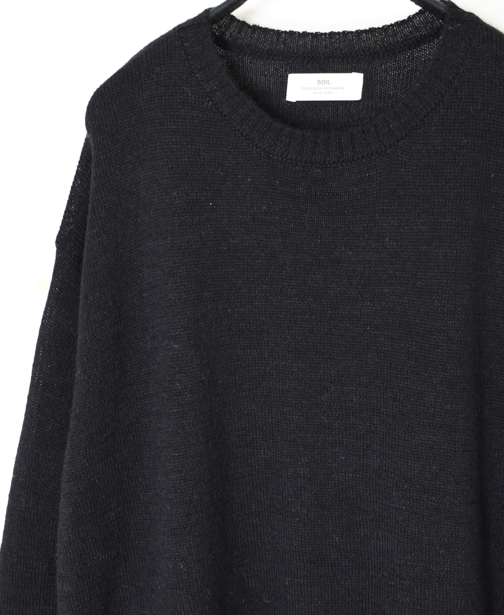 GNSL24521(ニット) 7GG 1PLY SHETLAND WOOL/LINEN CREW-NECK SIDE SLIT PULLOVER