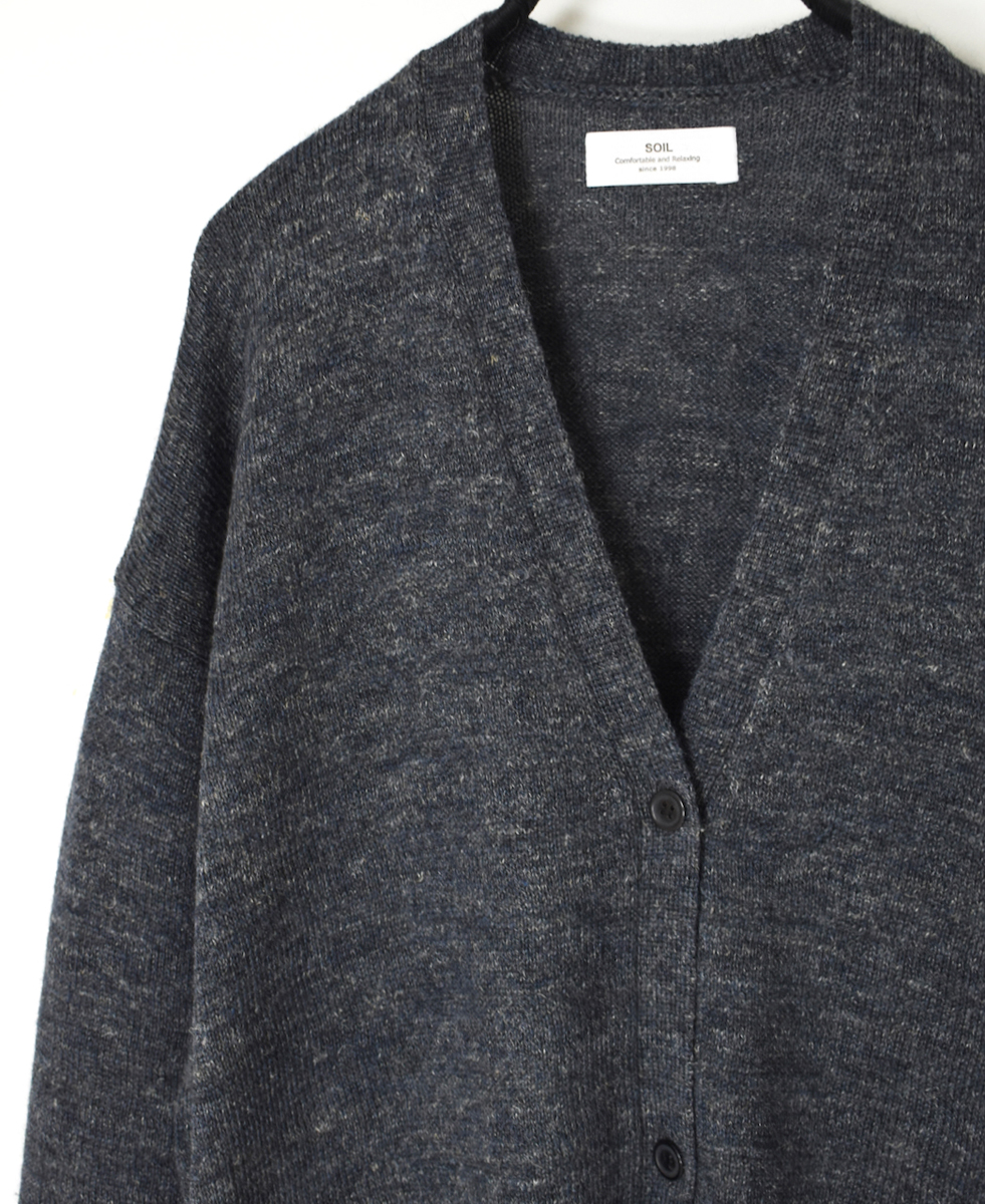 GNSL24523(ニット) 7GG 1PLY SHETLAND WOOL/LINEN V-NECK CARDIGAN