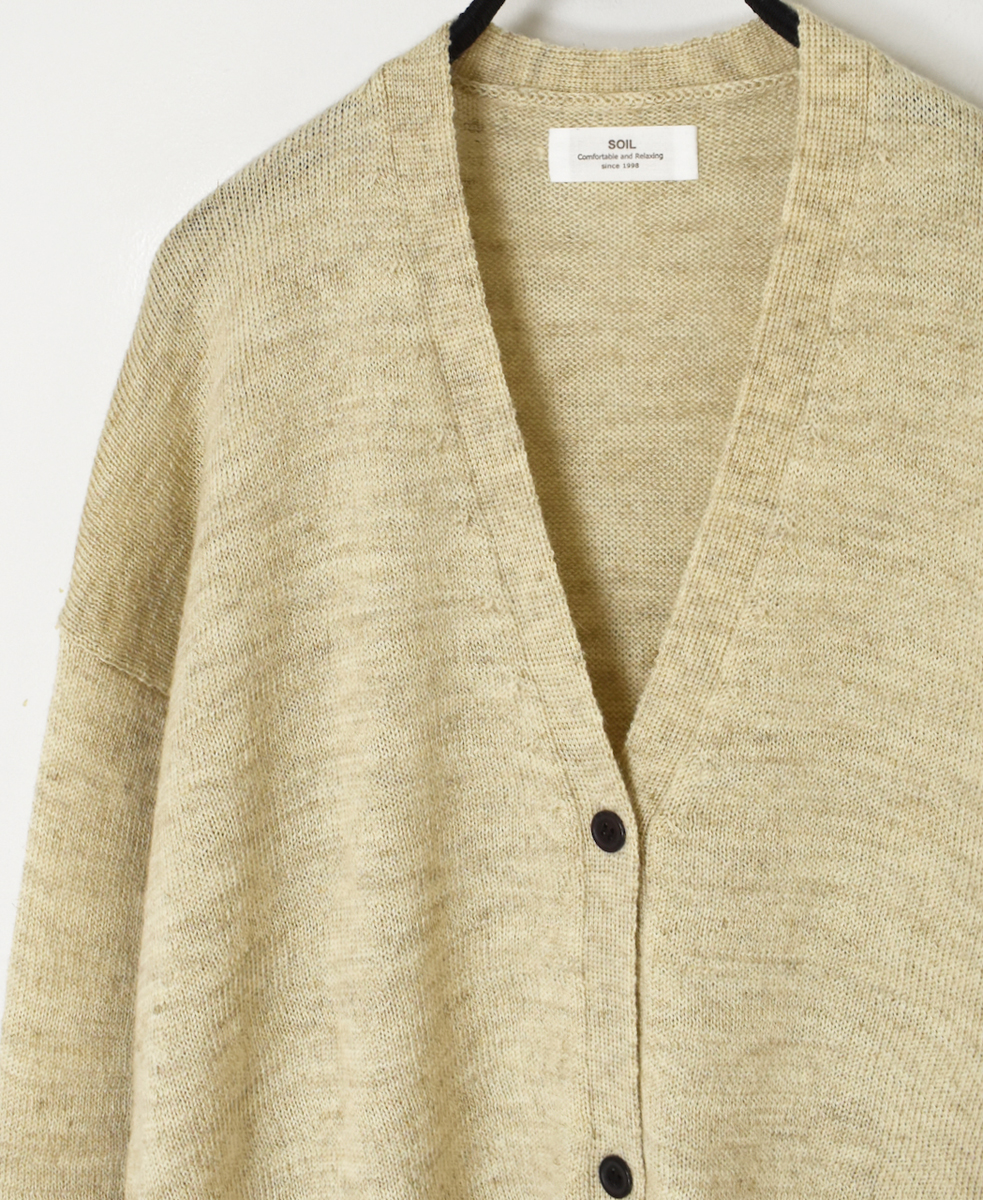 GNSL24523(ニット) 7GG 1PLY SHETLAND WOOL/LINEN V-NECK CARDIGAN