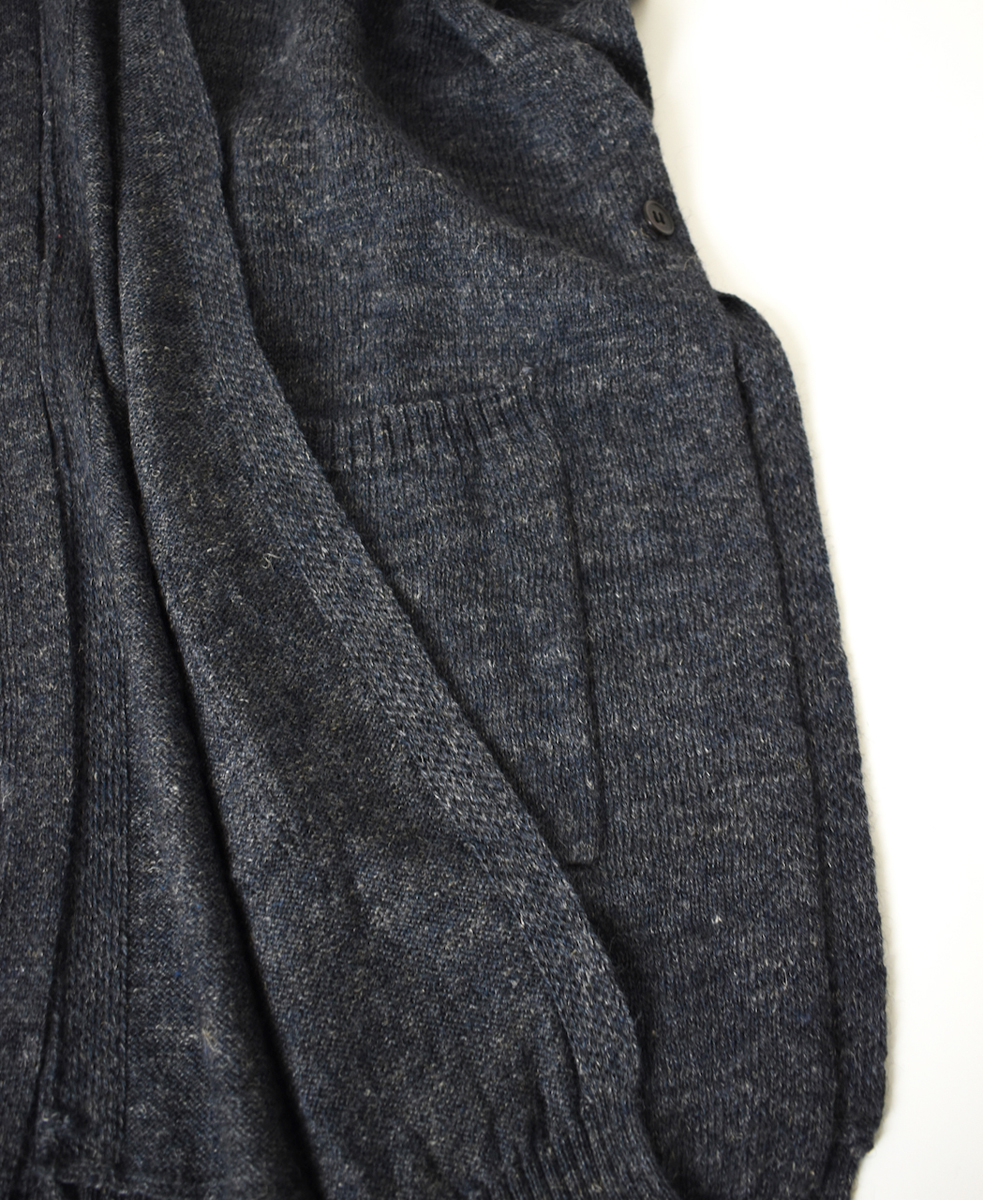 GNSL24524(ニット) 7GG 1PLY SHETLAND WOOL/LINEN CAPE WITH POCKET