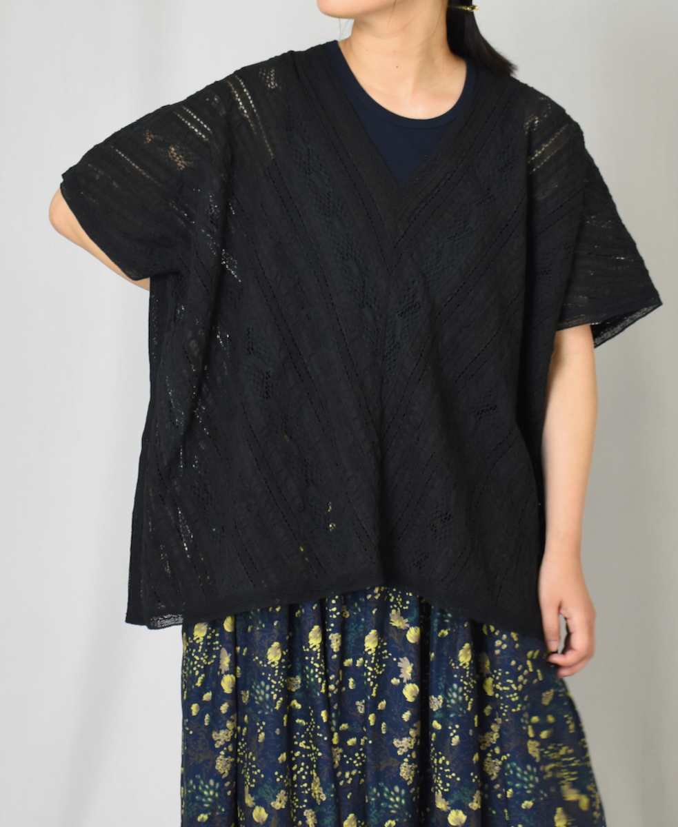 NSL23052 (ポンチョ) COTTON VOILE LACE & PINTUCK ALL LACE PONCHO