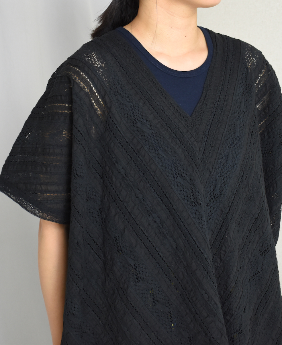 NSL23052 (ポンチョ) COTTON VOILE LACE & PINTUCK ALL LACE PONCHO