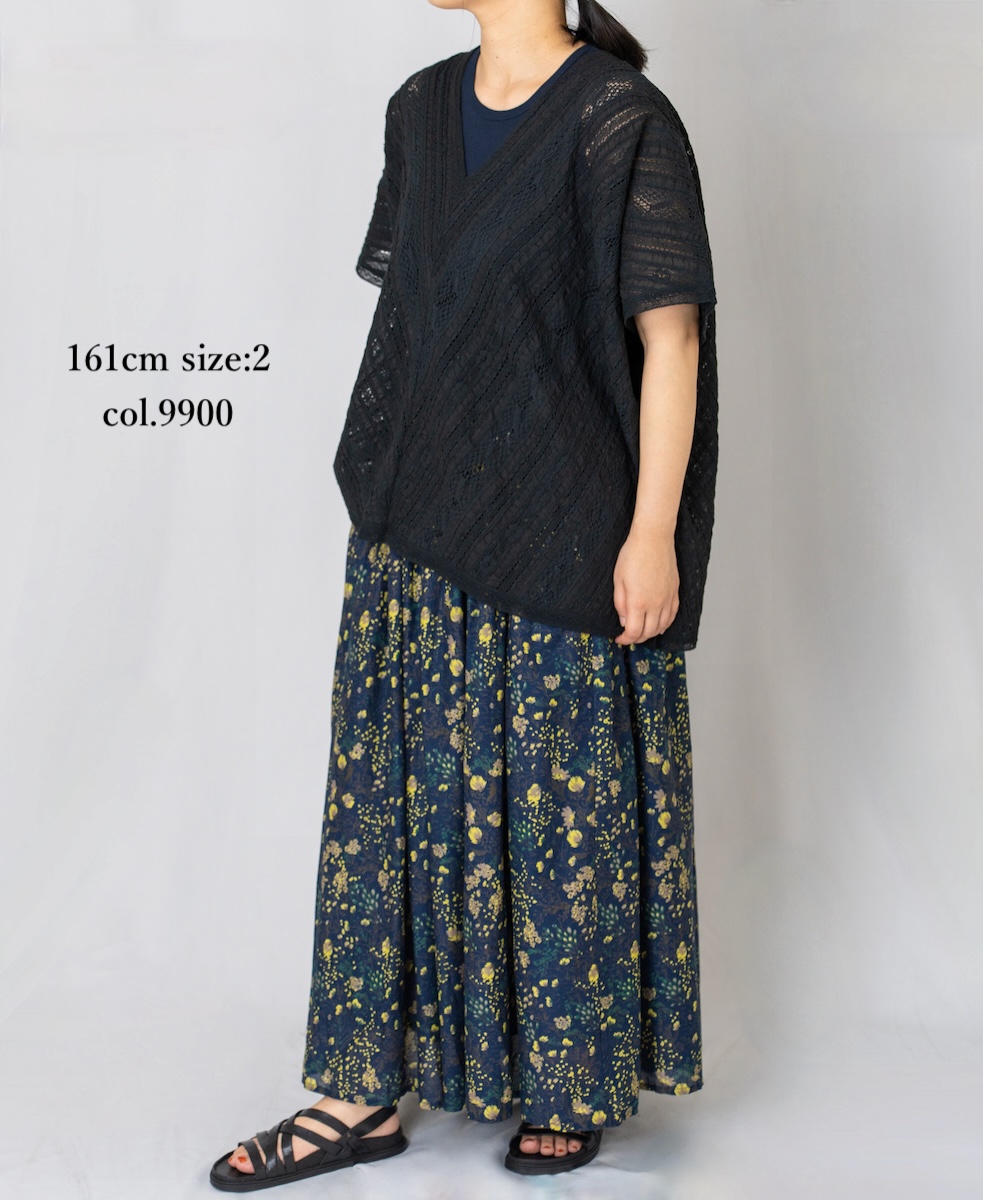 NSL23052 (ポンチョ) COTTON VOILE LACE & PINTUCK ALL LACE PONCHO