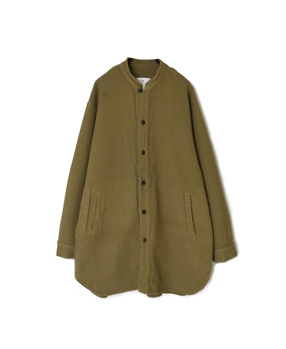 INHT2362WPD (シャツ) WAFFLE PLAIN OVERDYE STAND COLLAR SHIRTS