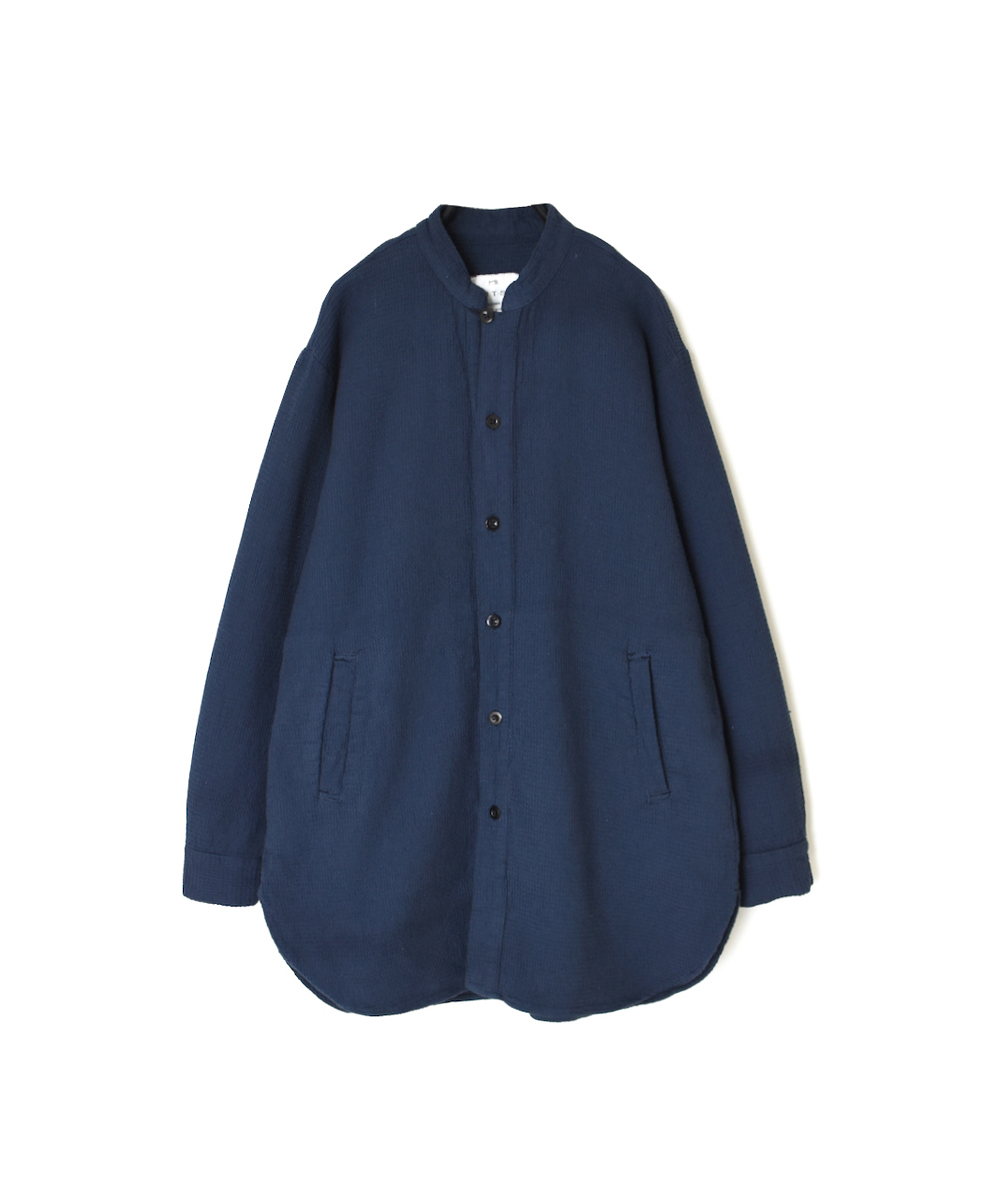 INHT2362WPD (シャツ) WAFFLE PLAIN OVERDYE STAND COLLAR SHIRTS