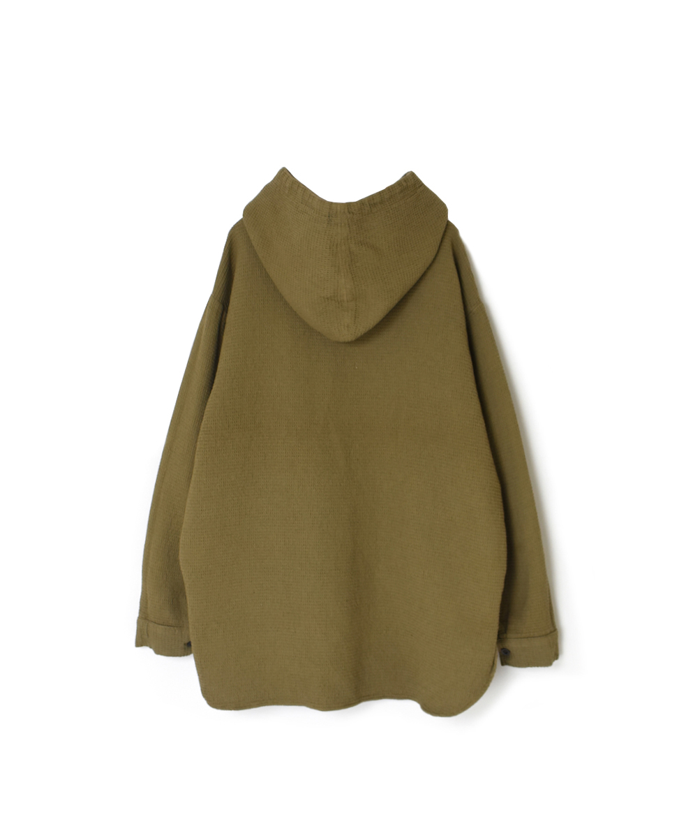 INHT2452WPD (シャツ) WAFFLE PLAIN OVERDYE HOODED PULLOVER SHIRTS