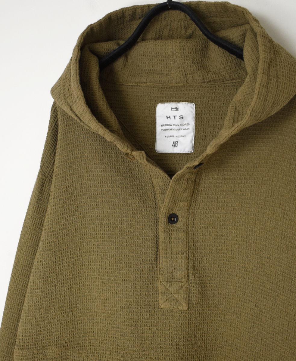 INHT2452WPD (シャツ) WAFFLE PLAIN OVERDYE HOODED PULLOVER SHIRTS