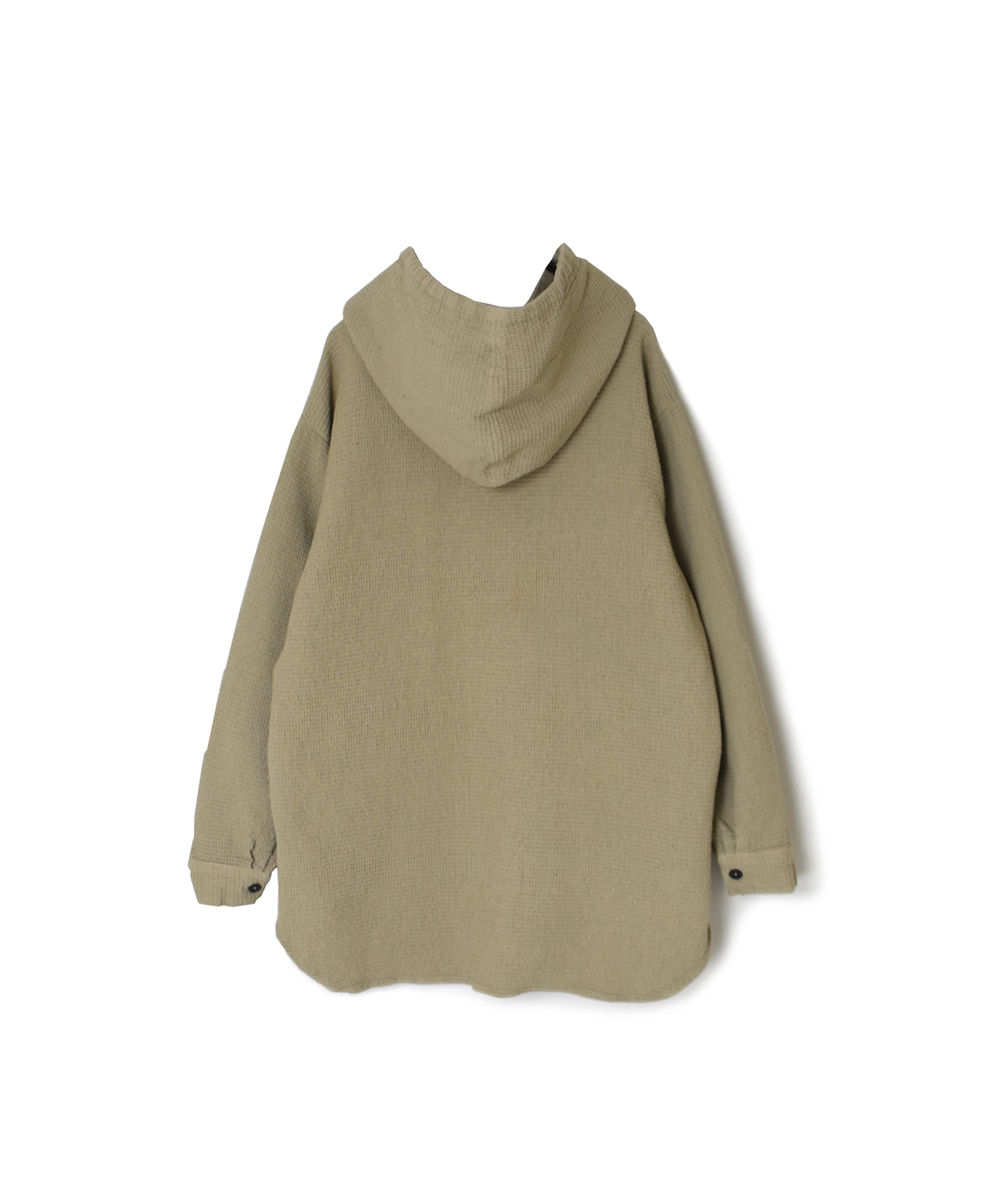 INHT2452WPD (シャツ) WAFFLE PLAIN OVERDYE HOODED PULLOVER SHIRTS